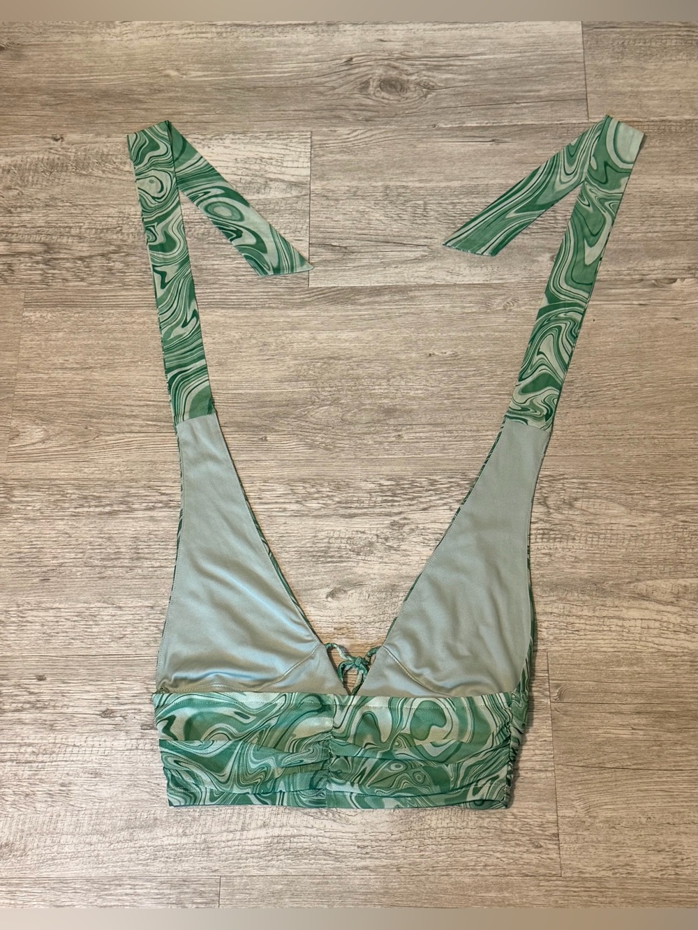 π Fashion Nova Green Marble Halter Crop Top π - Picture 2 of 8